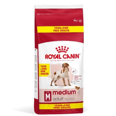 Sucha karma Royal Canin Medium Adult, 15 kg + 3 kg gratis! 18kg