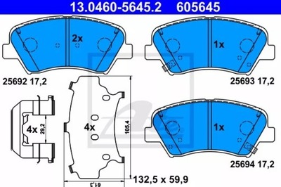 ATE 13.0460-5645.2 JUEGO ZAPATAS HAMULCOWYCH, FRENOS TARCZOWE  