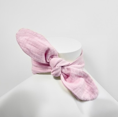 Opaska muślinowa wiązana dla niemowlaka dziecka kolor różowa