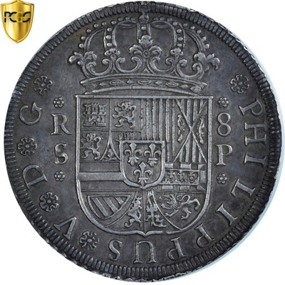 Moneta, Hiszpania, Philip V, 8 Reales, 1728, Sevil