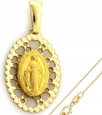 Złoty komplet biżuterii 585 ażurowy na chrzest św. zestaw na prezent 14k