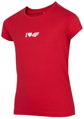 T-shirt dziewczęcy 4F JTSD005 bawełniany 152.
