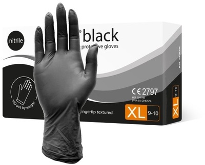 RĘKAWICE Rękawiczki nitrylowe CZARNE XL 100 Black