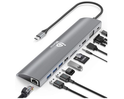 Stacja dokująca iBesi 11 w 1 do laptopa USB-C z portem Gigabit Ethernet