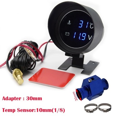 ROUND LCD DIGITAL CAR TRUCK WATER TEMPERATURA GAUGE 10MM TEMPERATURE SENSOR~76644  