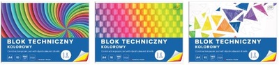 Blok techniczny kolorowy. A4 10kartek 160g barwiony w masie.