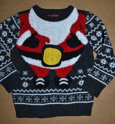 584^primark świąteczny sweter Mikołaj 2/3L 98 cm