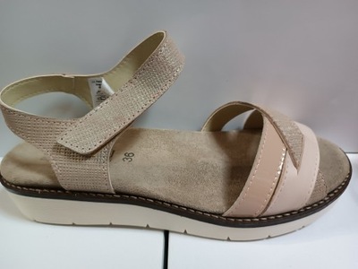 Comfortabel sandały damskie skórzane na rzepy r.38