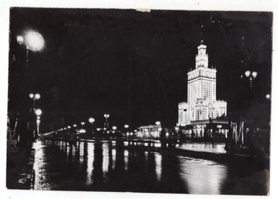 Warszawa - Centrum i Pałac Kultury nocą - FOTO ok1965