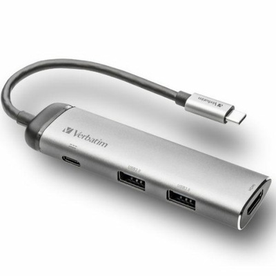 Adapter Verbatim Hub USB-C - USB-C/ 2xUSB-A 3.0/HDMI aluminium