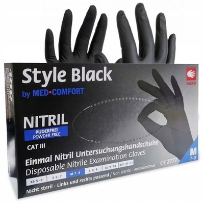 Rękawice jednorazowe nitrylowe 100szt. M - CZARNE