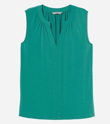 H&M bluzka top w serek bez rękawów S 36 zielony j78