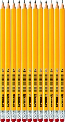 Ołówek drewniany z gumką HB lakierowany żółty Donau x 12 sztuk