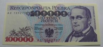 100000 zł 1993 S. MONIUSZKO - ser. AE - STAN BANKO
