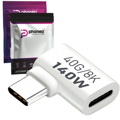 ADAPTER PRZEJŚCIÓWKA KONWERTER WTYK PHONEO USB-C DO USB-C 40GBPS 8K 140W W1