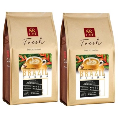 Kawa ziarnista MK Cafe Fresh Brazil Crema Świeżo Palona 2X1kg