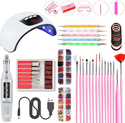 Zestaw do hybrydy lampa LED UV manicure frezarka