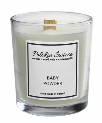 BABY POWDER - Świeca sojowa zapachowa z drewnianym knotem