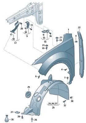 Набор запчасти крепёжных крыло vw t-roc оригинальный номер фото №1