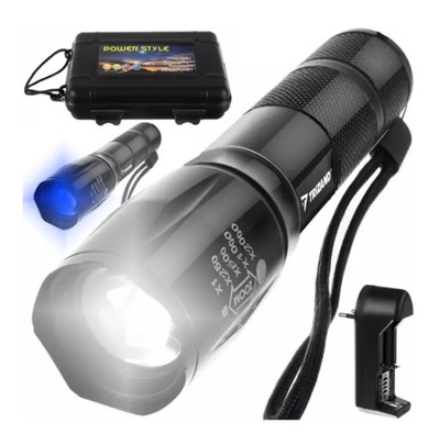 Latarka 2w1 Taktyczna CREE Led Zoom UV L18367