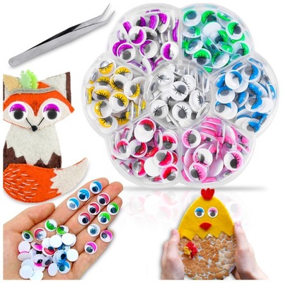 ZESTAW OCZY DO MASKOTEK ZABAWEK OCZKA Z RZĘSAMI RZĘSY RUCHOME MIX 215 SZT