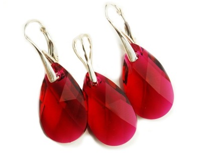 KOMPLET MIGDAŁÓW RUBY CZERWIEŃ 22 MM SWAROVSKI