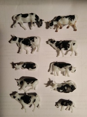HO figurki krowy makieta malowane-10 sztuk
