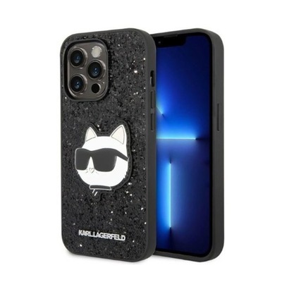 Karl Lagerfeld NFT Glitter Choupette Patch - Etui iPhone 14 Pro Max (czarny