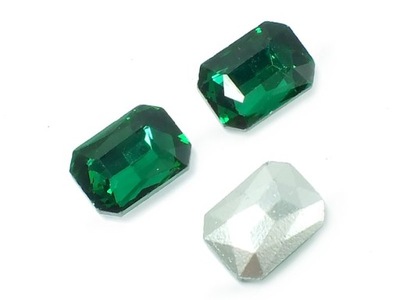 Szklany prostokąt fasetowany 18x13 Emerald-2szt