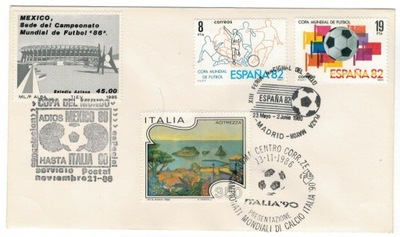 Hiszpania 1980 Meksyk Włochy Znaczki datowniki sport piłka nożna