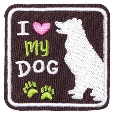 Naprasowanka haftowana aplikacja termo żakardowa I love my dog 6,5x6,5cm