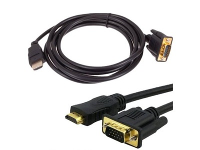 Kabel vga - hdmi 2m gold full hd d-sub przewód