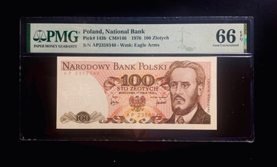 Banknot PRL 100 złotych 1976 rok PMG 66 EPQ