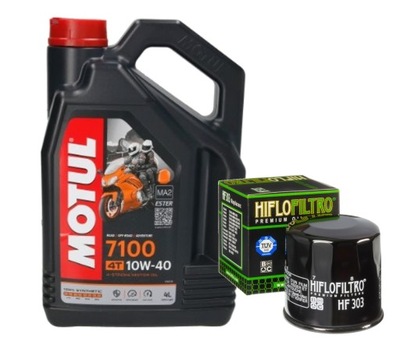 HF303 JUEGO ACEITE MOTUL 7100 10W40 4L KAWASAKI ZZR1400 ZX-14 06-20  