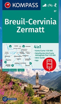 Breuil-Cervinia, Zermatt mapa turystyczna 1:50T, Kompass