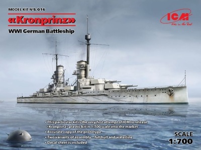 Kronprinzt WWI German Battleship (full hull & waterline) 1:700