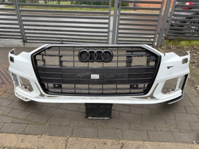 Бампер передній перед решітка радіатора black audi a6 c8 ls9r s-line shadow радар oem фото №1