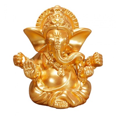 Bóg Ganesh Figurka z żywicy Wystrój domu Ganesha Statua Złota 5,1 x 4,2 x 5,1 cm