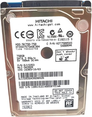 Dysk twardy Hitachi 750 GB SATA II 2,5" OK