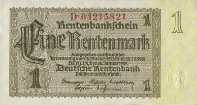 Niemcy - 1 Rentenmark - 1937 - P173 - St.1