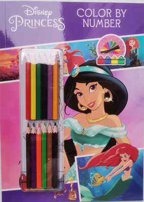 Kolorowanka Princess kolorowanie po numerkach + kredki 12 sztuk