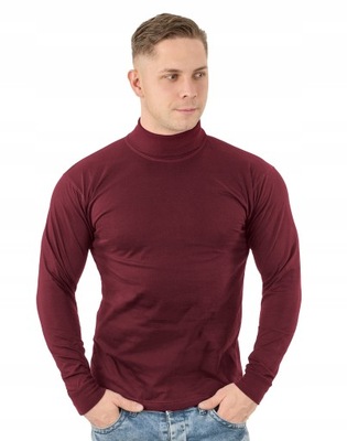 Elegancki Sweter Golf Męski Golfy WXM 6XL bordowy