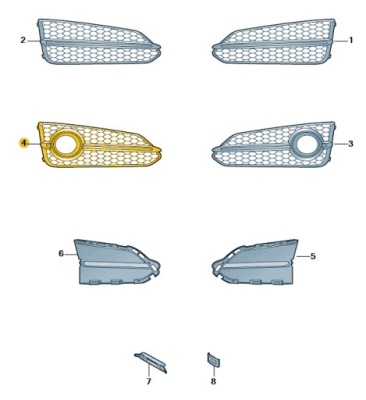 Решётка заглушка решётка радиатора бампера audi a8 d4 правая polift aso оригинал nowa фото №1
