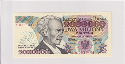 2000000 Złotych Polska 1992 UNC Seria A z błędem