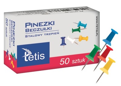 Pinezki beczułki kolorowe 50 szt Tetis GP100-AB