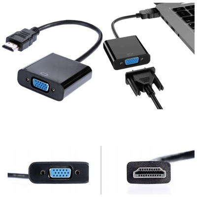 ADAPTER PRZEJŚCIÓWKA VGA D-SUB + DZWIĘK NA HDMI - 11442604685 ...