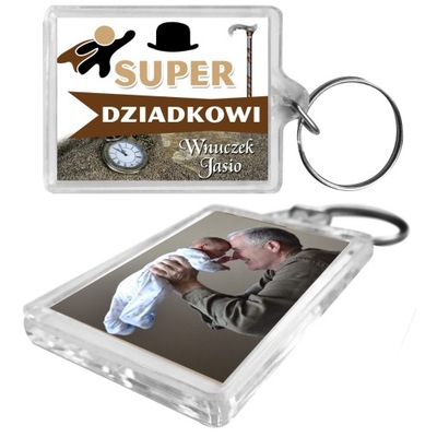 PREZENT Brelok dwustronny zawieszka ze zdjęciem DLA DZIADKA