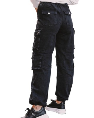 Spodnie jeansowe bojówki Street czarne M