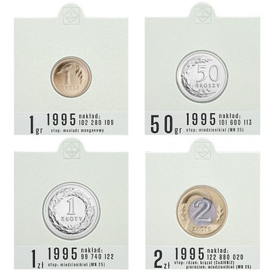 Naklejki na holdery - monety obiegowe 1990 - 1995