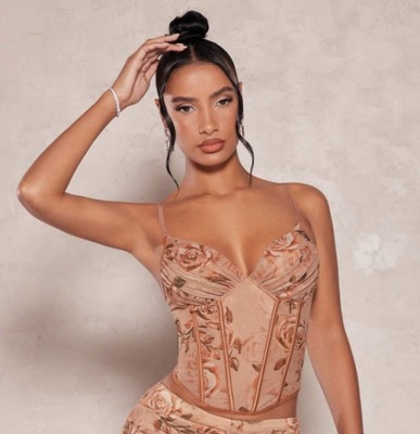 SHEIN SIATECZKOWY TOP GORSETOWY W RÓŻE S 692